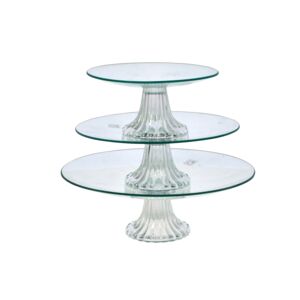 Milberg 3-Tier Round Stackable Glass Cake Plate Clear Milberg 3-Tier Round Stackable Glass Cake Plate Clear